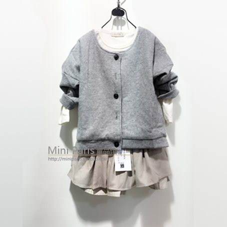 女童毛衣外套秋冬新款韩版开衫针织衫烟灰色蝙蝠袖童装外套潮气质