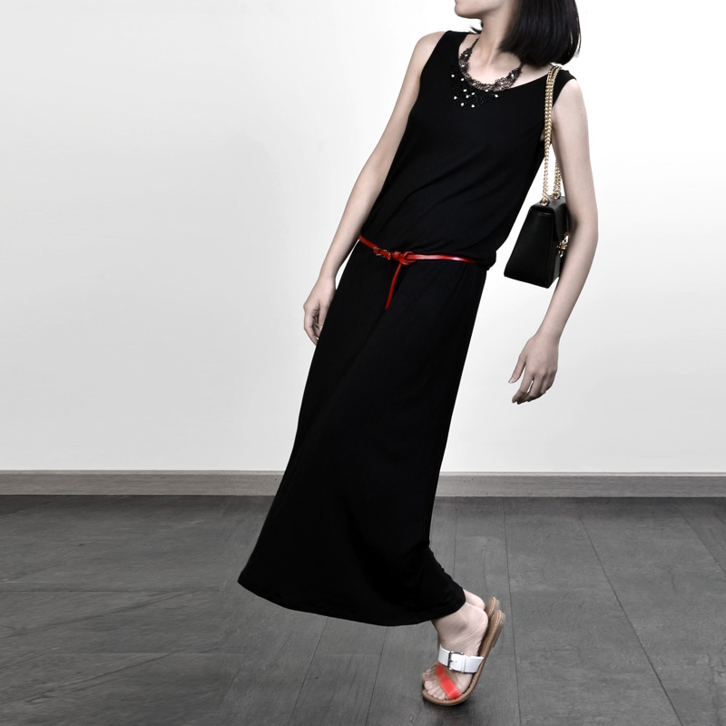 原创设计2015欧洲新款夏季女装背心修身显瘦打底连衣裙长裙无袖
