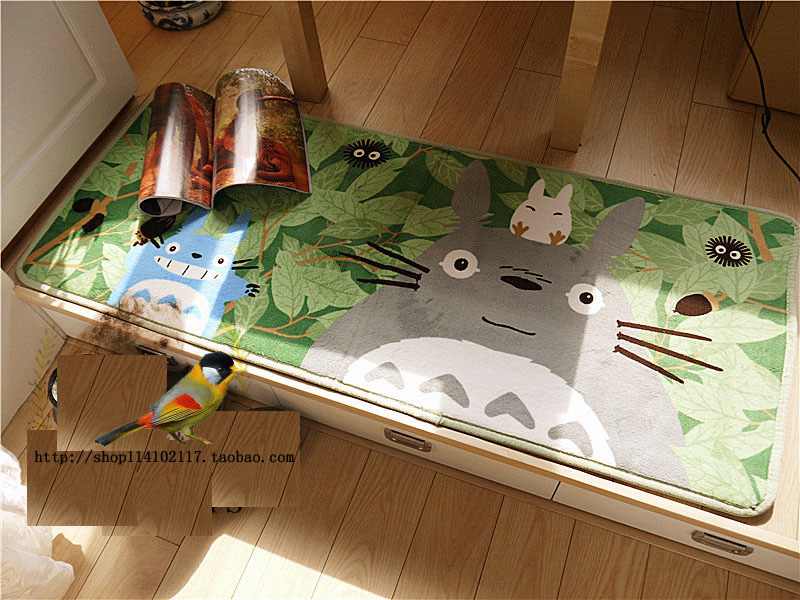 超细珊瑚绒地垫地毯出口日本龙猫TOTORO床前垫飘窗垫50*120