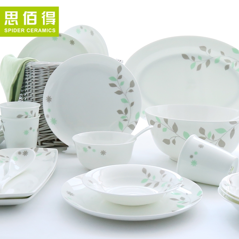 思佰得 创意58头骨瓷餐具套装韩式结婚送礼品 家用陶瓷饭碗碟盘子