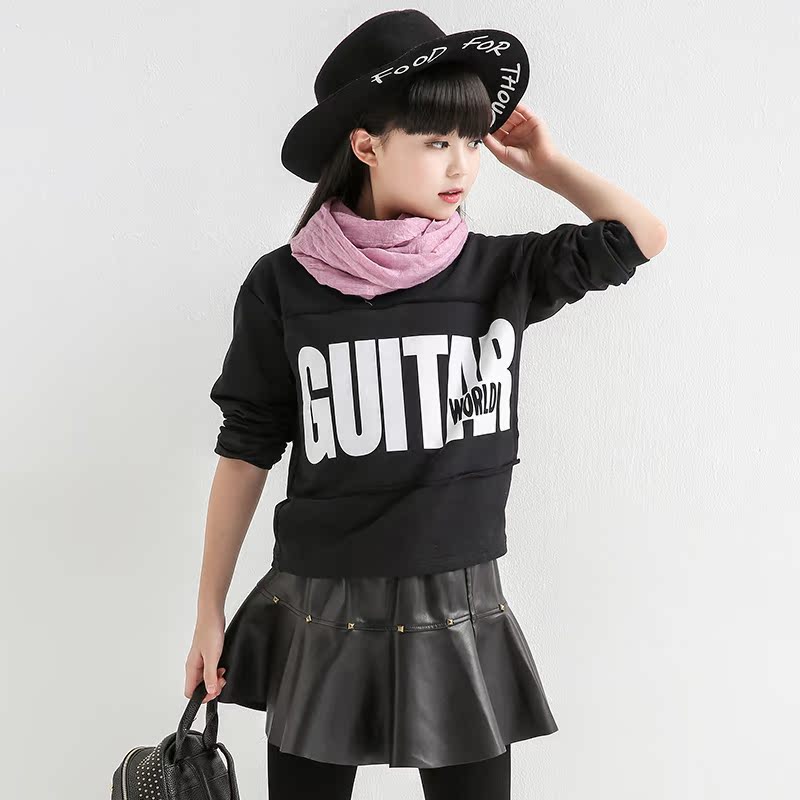 童装2015新款女童秋装韩版字母t恤上衣女大童秋季卡通可爱打底衫