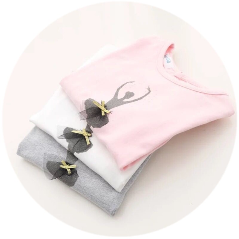 童装2015秋季新款女童纯棉T恤 芭蕾舞蹈女孩中小童长袖上衣 包邮