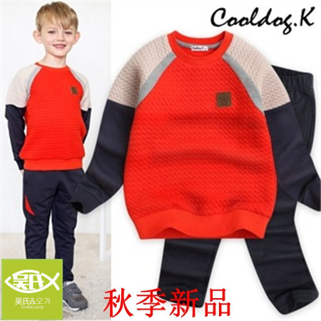韩国正品童装代购儿童休闲运动长袖T恤长裤两件套秋装大男童套装