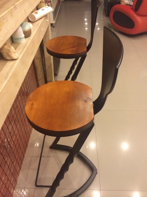 实木铁艺酒吧椅咖啡椅子美式复古高脚椅凳子做旧吧台椅吧台桌椅