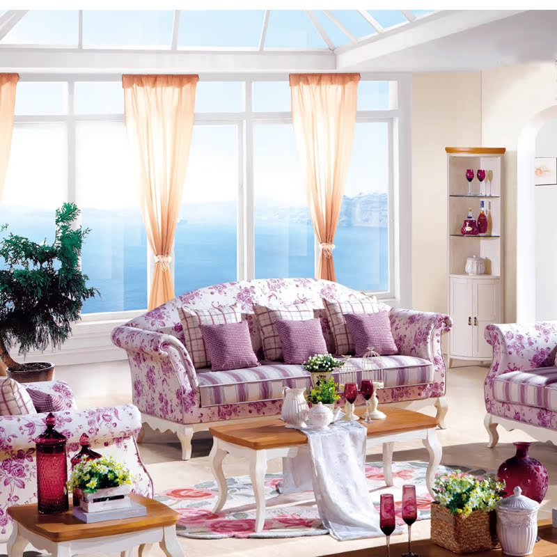 客厅家具沙发组合特价地中海乡村 简约时尚美式布艺沙发床沙发凳