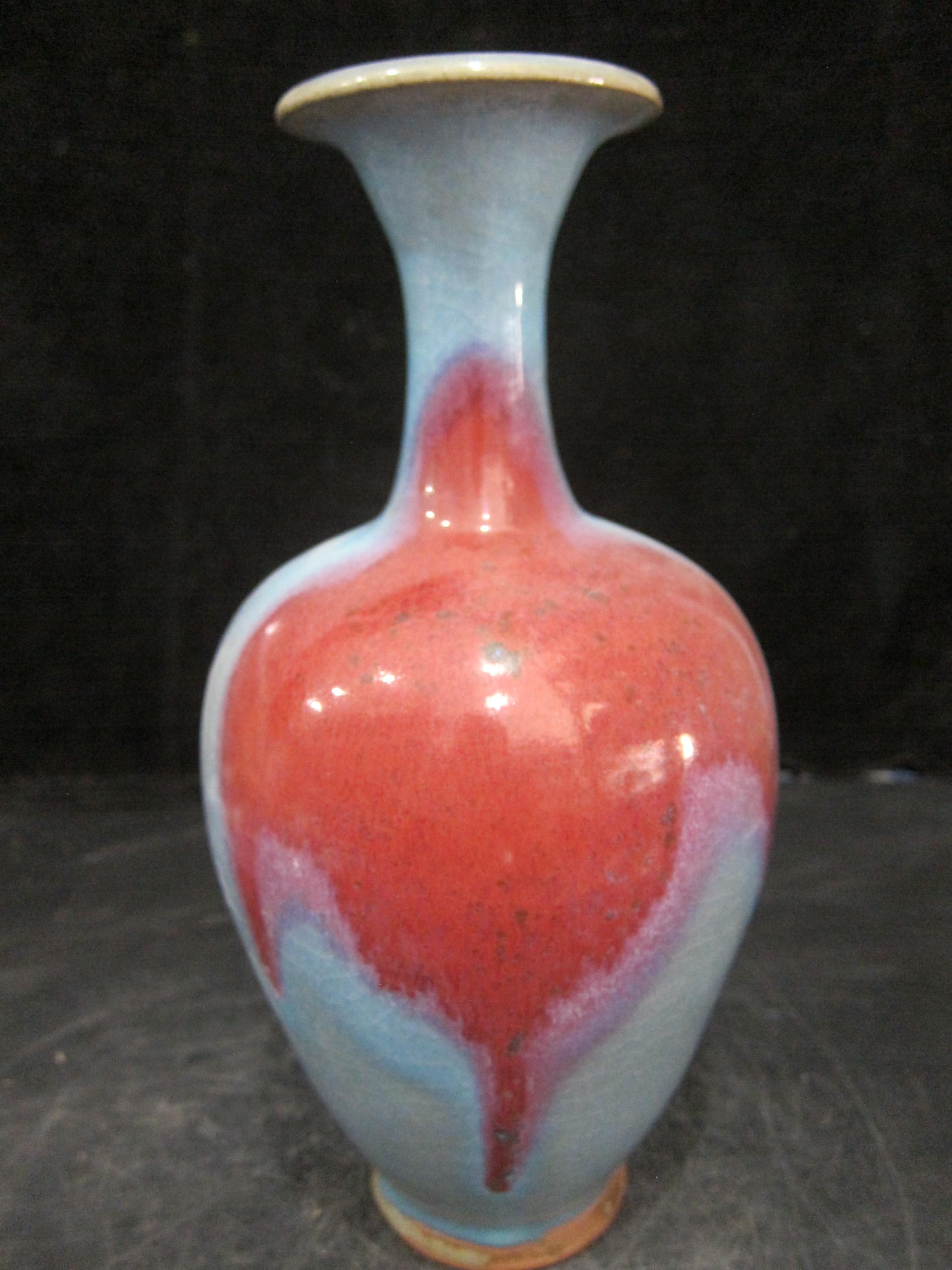 761 古玩董收藏老元清明代钧哥窑单色釉青花瓷器 钧瓷花瓶 #238
