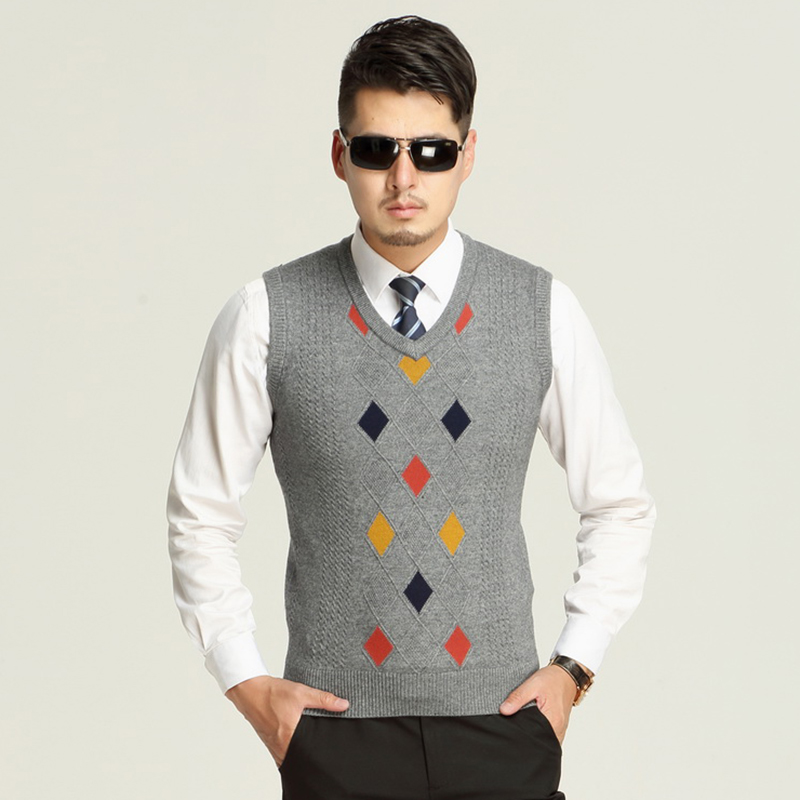 2016新款春季男士羊毛衫背心套头保暖针织毛衣纯色商务男装包邮