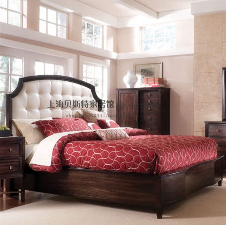 美式新古典实木双人床 欧式实木简易实木单人双人床高档实木婚床