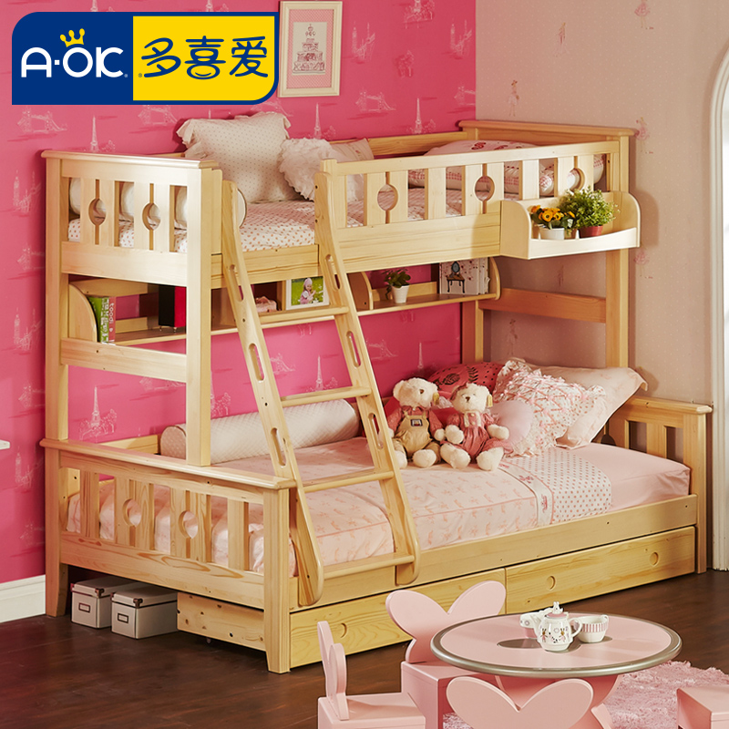 多喜爱儿童家具 进口芬兰松实木高低床上下铺双层子母床男女孩床
