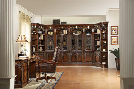 乔治艾伦实木自由组合书柜 美式带门柜子转角柜书房家具