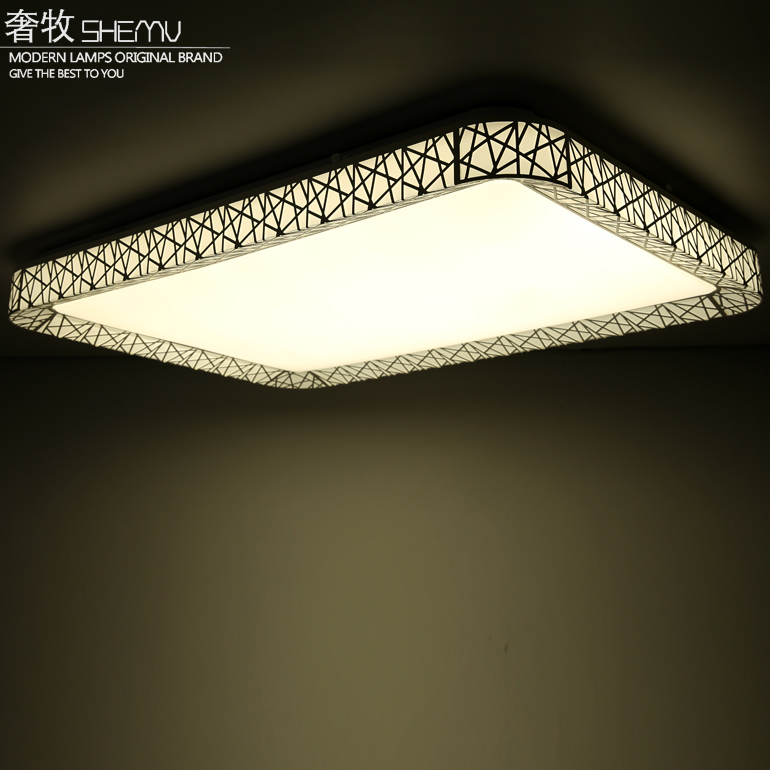 现代LED鸟巢吸顶灯长方形温馨大气客厅灯主卧室无极调光餐厅灯具