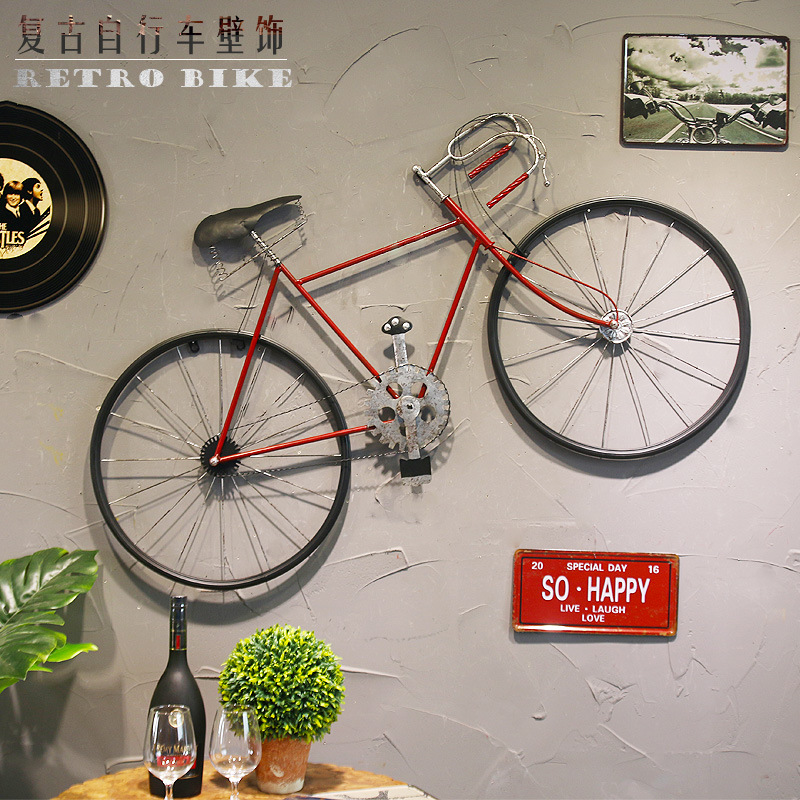 创意复古工业风铁艺自行车壁饰壁挂酒吧店铺墙面大号单车装饰挂饰
