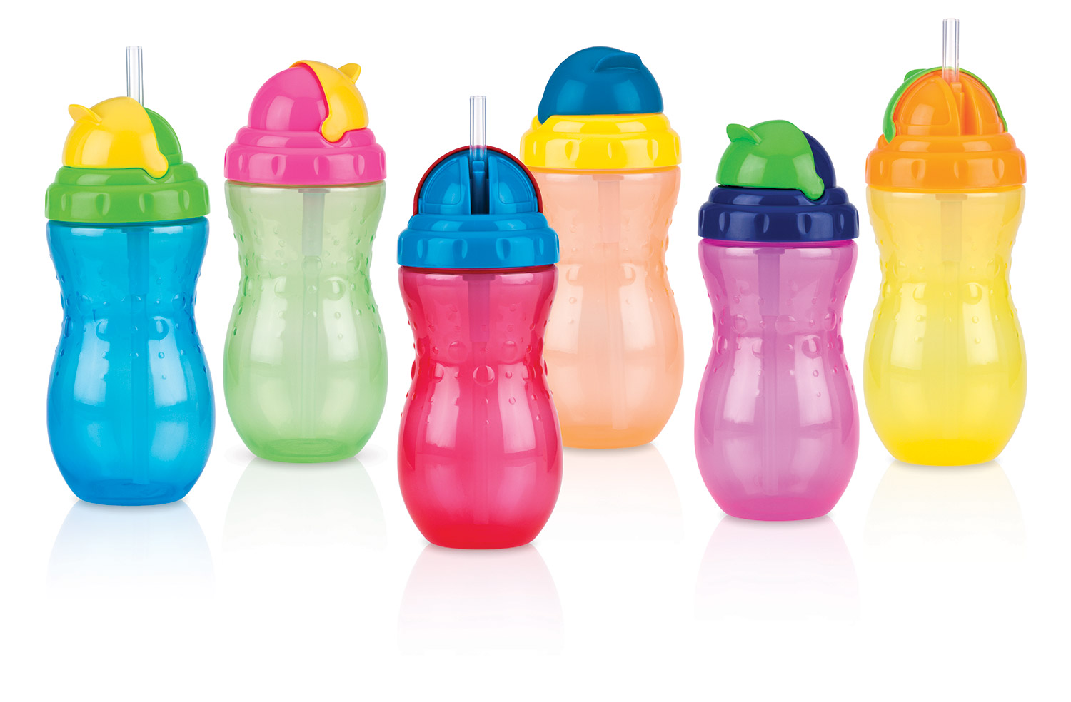 nuby努比流线型吸管杯414ml 婴儿训练水杯 宝宝学饮杯 颜色随机