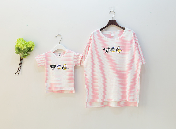 2015韩国童装亲子装 可爱鸭子条纹