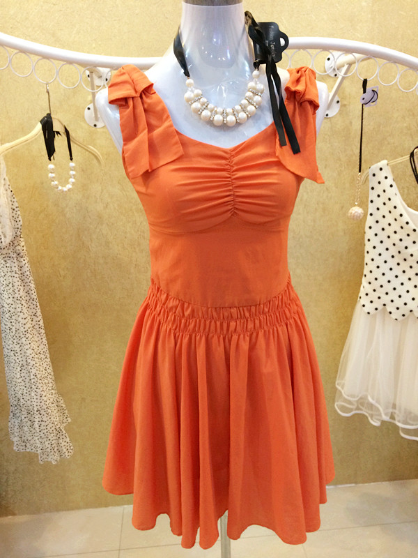 LIay 苏苏SHOP2014夏季新款 肩部蝴蝶结 修身气质欧美女连衣裙