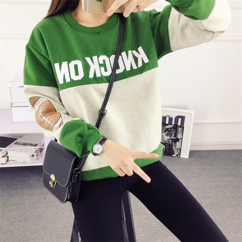 2015秋冬新款韩版学院风少女初高中学生学生装加绒加厚橄榄球T恤