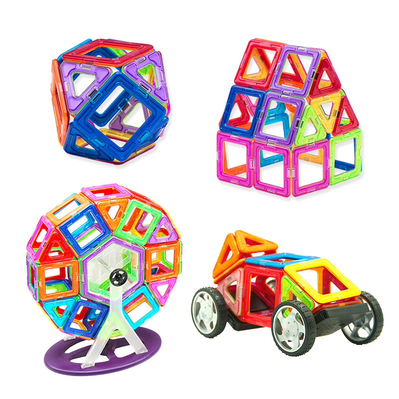 培培乐正品磁力片 儿童益智玩具76件百变提拉积木建构片磁性积木