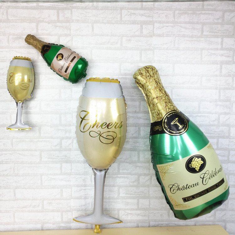 高档香槟酒杯铝膜气球生日开业party酒会派对铝箔气球布置装饰