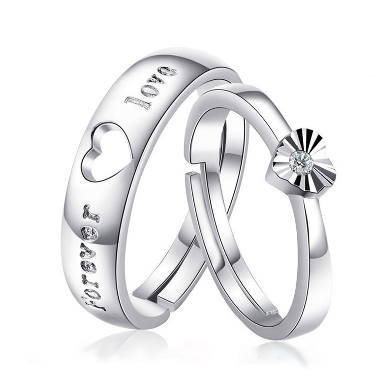新款韩版明星时尚S925纯银戒指男女情侣对戒开口戒指饰品(单只）