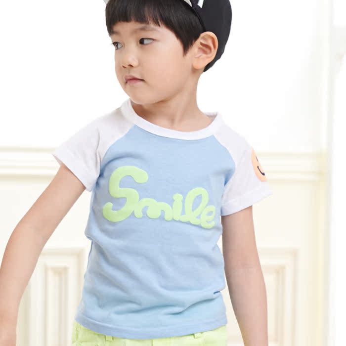 现货 2015夏装 韩国童装代购 男童LON短袖儿童韩版T恤男孩打底衫