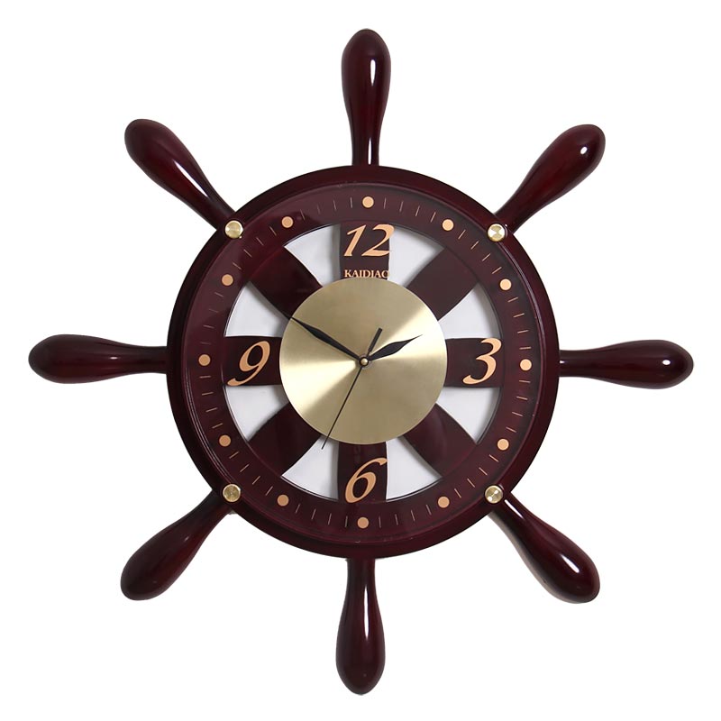 中式挂钟轮舵一帆风顺挂钟石英钟表艺术钟表创意钟表电子钟
