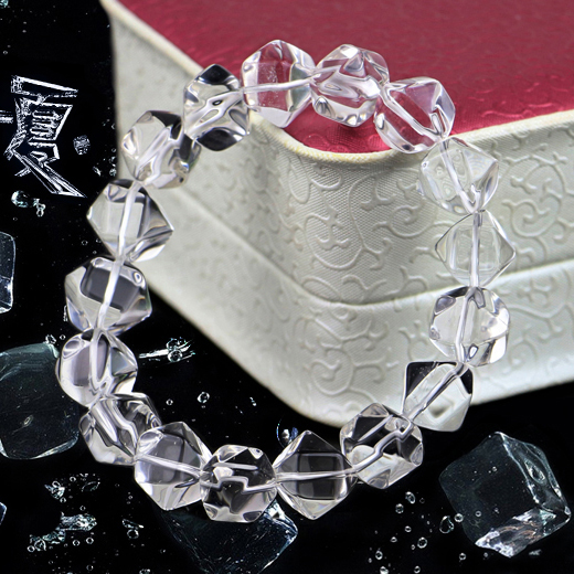 【G石代珠宝】5A级冰块天然白水晶手链