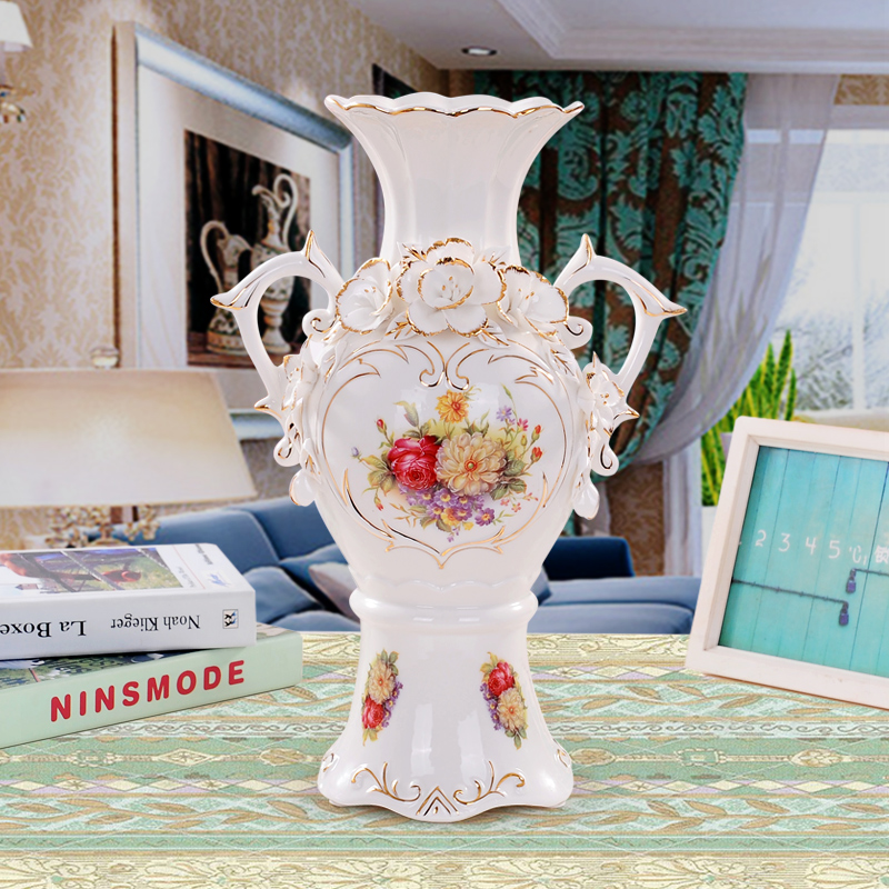 现代欧式陶瓷花瓶大号客厅工艺摆件创意家居装饰品电视柜插花摆设