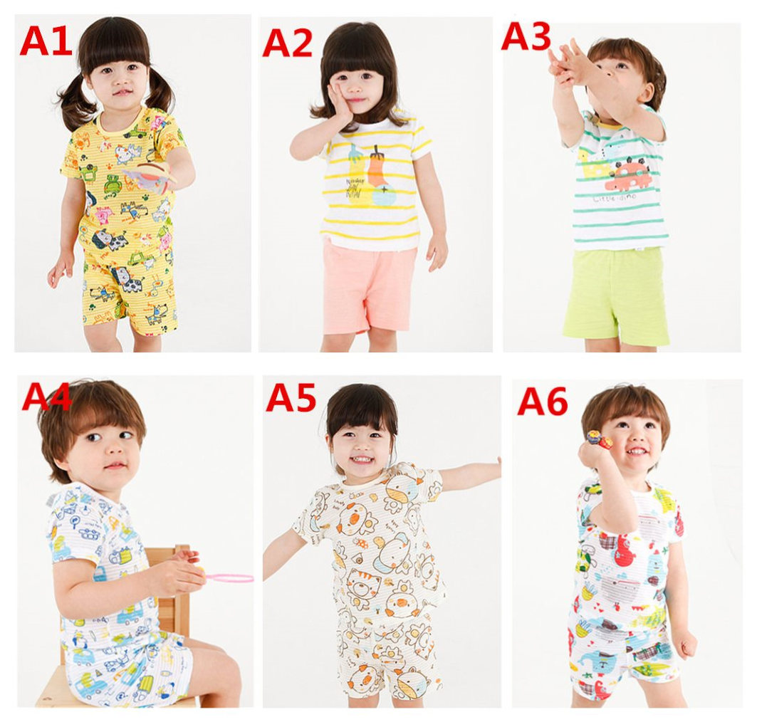 [夏季新款]韩国进口儿童套装短袖短裤家居服空调睡衣内衣超薄童装