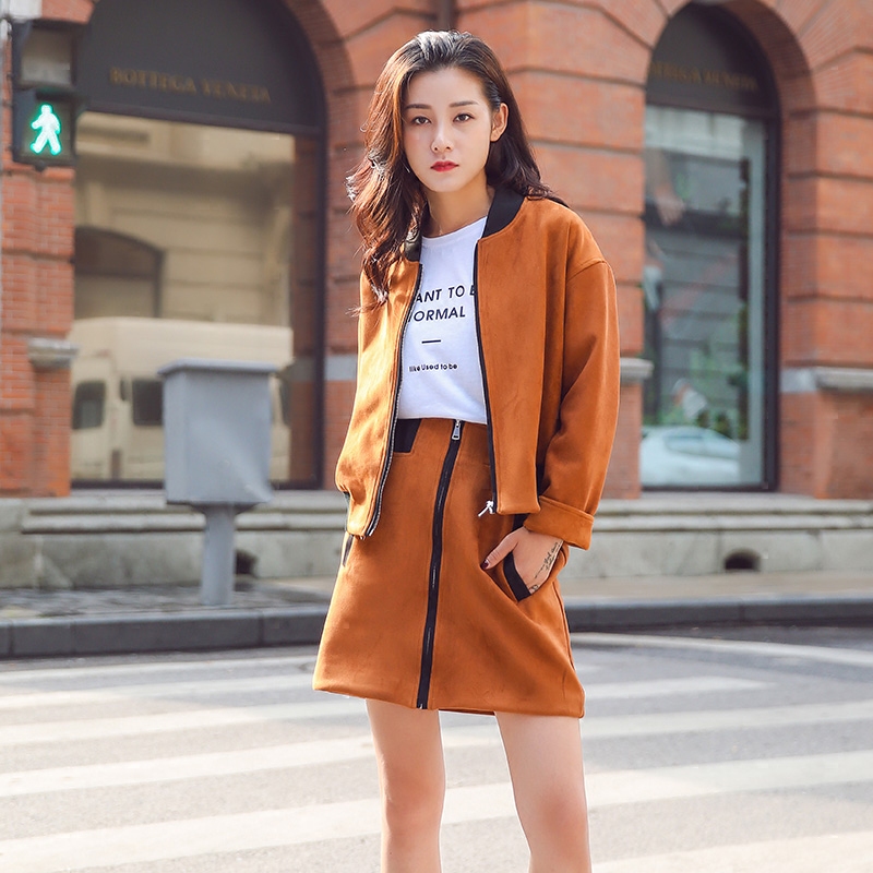 拉链翻领时尚潮流韩版街头2016年秋季套装套裙新款女装