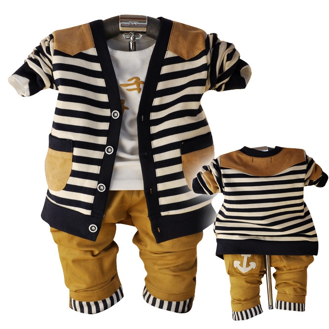 英伦男婴儿童装春装衣服1-2-3岁半宝宝春秋三件套装 2015男童外套