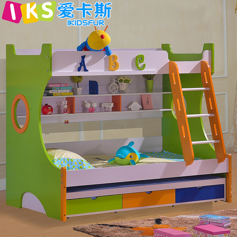 儿童床高低子母床三层组合床爱卡斯双层床1.2米ABC上下床儿童套房