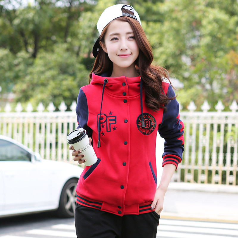 秋装秋款新品韩版青少年女装卫衣外套加绒加厚棒球服少女装学生装