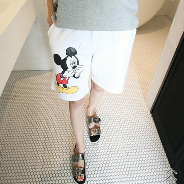 韩国正品代购2015夏季新款时尚韩版印花米奇宽松大码休闲五分短裤