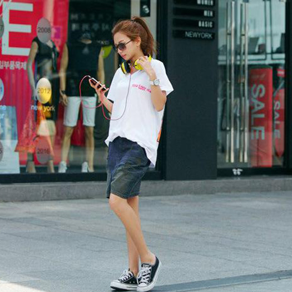 夏韩版女时尚短袖休闲印花打底衫弹力印花女人T包邮