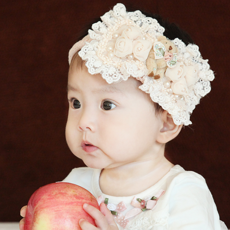 韩版宝宝婴儿蝴蝶结装饰发带俏皮可爱 婴儿满月百天摄影拍照头饰