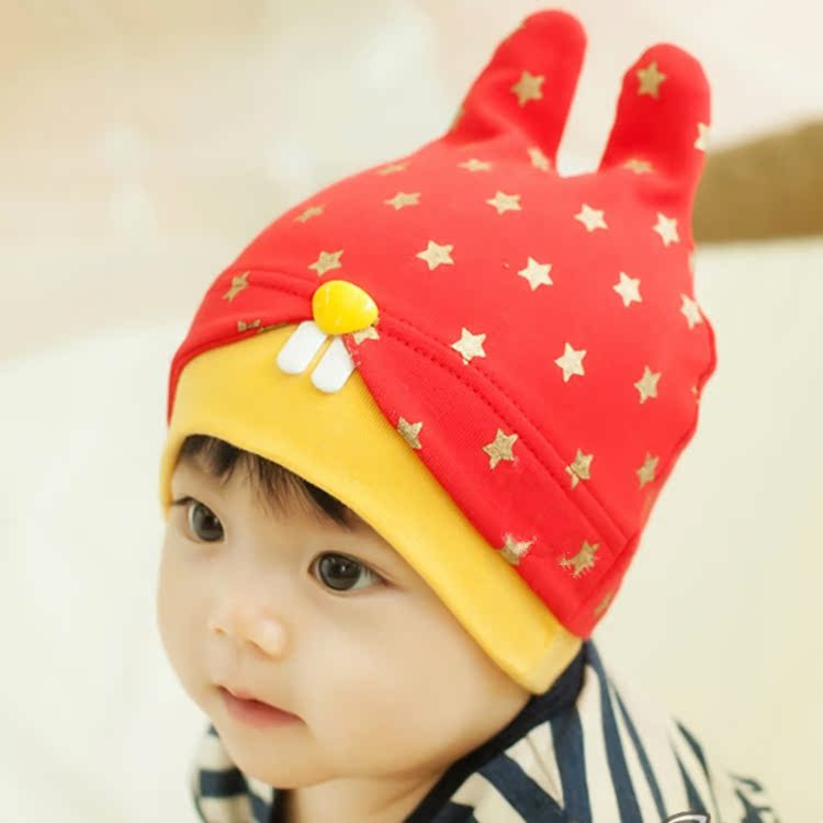 韩版儿童帽 秋冬新款宝宝帽子 新生幼儿宝宝套头帽 可爱兔子造型