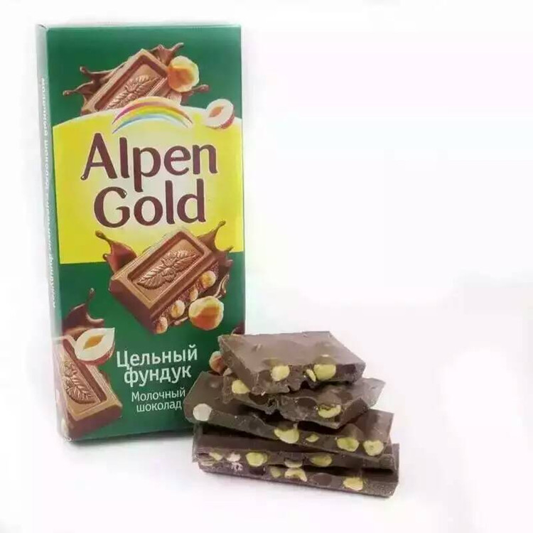 5块包邮 俄罗斯进口阿尔金山巧克力200克 Alpen Gold榛仁 好吃