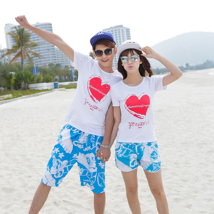 情侣装夏套装 qlz男女短袖T恤马尔代夫沙滩海边度假蜜月拍婚纱照