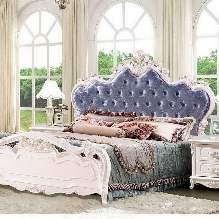 浅粉色硬靠欧式床法式床简欧床布靠床F618