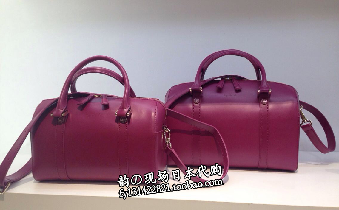 日本代购直邮 agnes b2014新款女包牛皮包桶包 两色款包