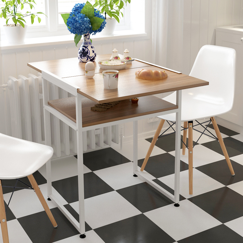 现代简约伸缩餐桌小户型餐桌椅组合时尚自由可调节方形折叠饭桌