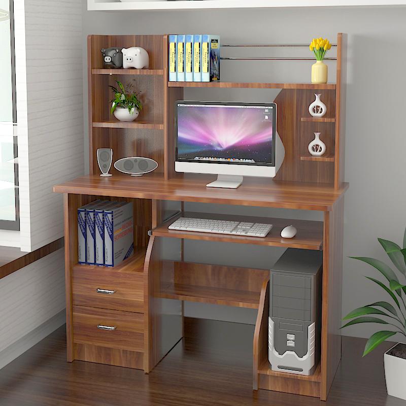 家德宁 简易台式电脑桌家用写字台带书柜多功能组合桌简约办公桌