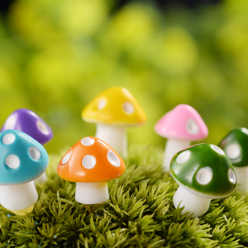 苔藓微景观装饰摆件 迷你树脂红色小蘑菇 DIY造景公仔