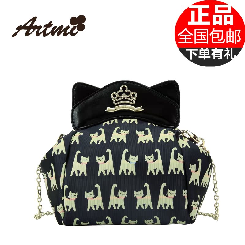 香港artmi阿特密2015秋季新款时尚潮流单肩包猫咪印花百搭斜跨包
