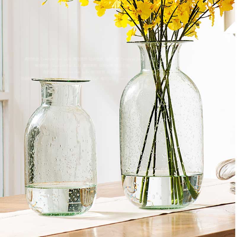 奇居良品  现代简约花插客厅卧室摆件水培花瓶透明玻璃花瓶 多款S