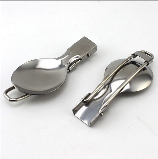 出口型高端不锈钢勺 折叠小勺 加厚加粗便捷式旅行勺 随身吃饭勺