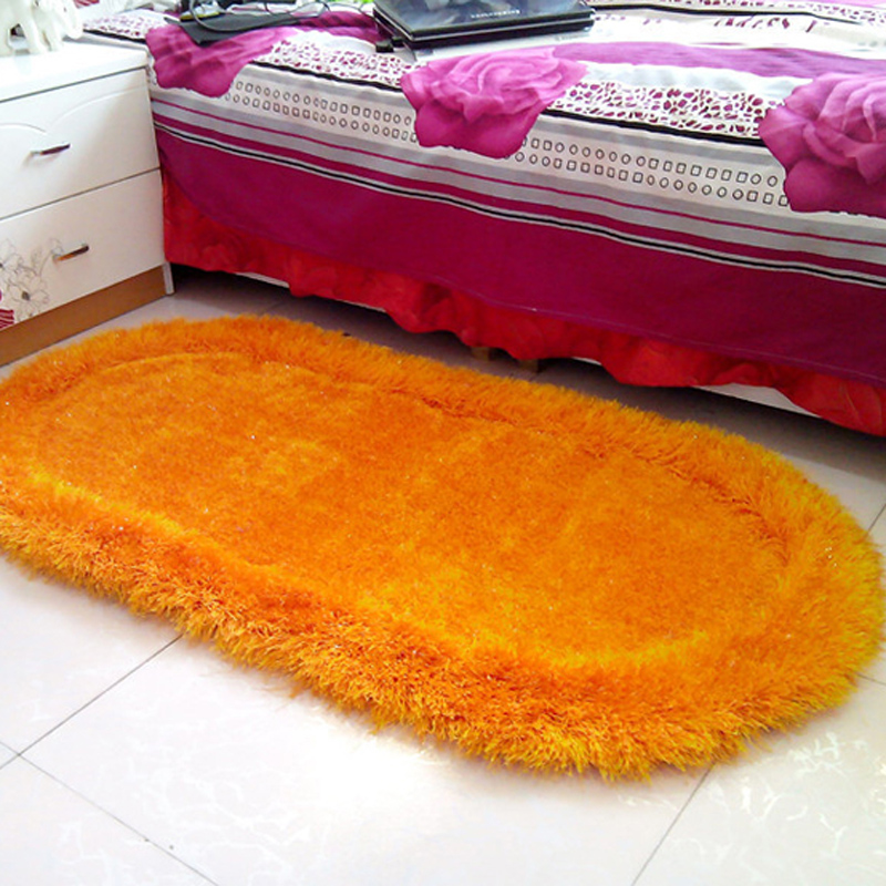 椭圆地毯卧室床边弹力 丝地毯加厚婚房 地毯丝毛高档地毯 可水洗