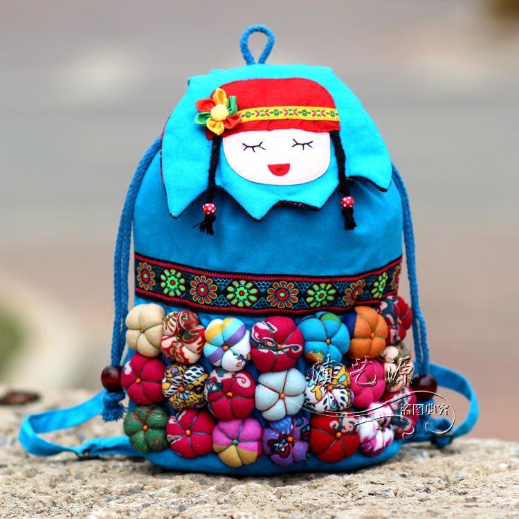 云南民族风南瓜美女包 卡通双肩包 旅游纪念品   儿童背包多色