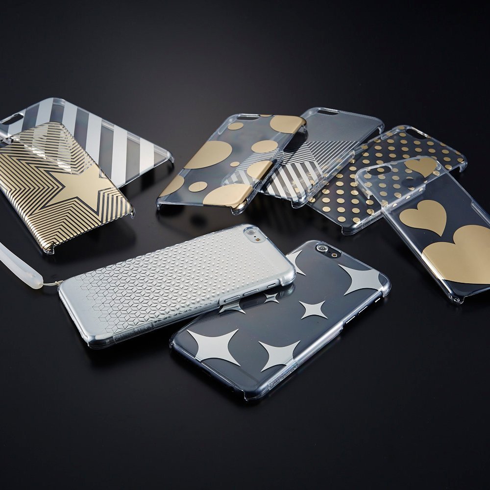 日本代购~正品Simplism简洁镜面图案透明iPhone6/6s手机壳附贴膜