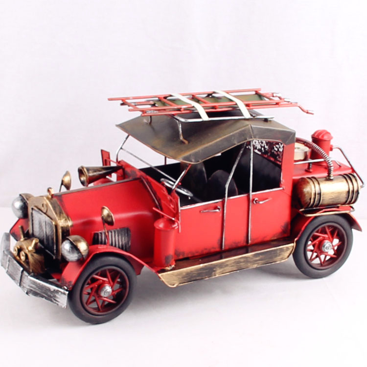 复古 铁皮怀旧消防车模型 金属工艺品 家居摆件创意送人礼品